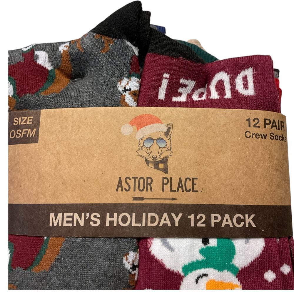 Men's Holiday Socks 12/PK One Size Fits All NWT